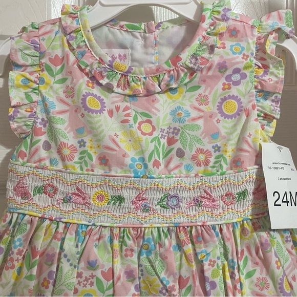 NWT Bonnie Baby Smocked Easter Dress & Diaper Cover - Picture 4 of 9